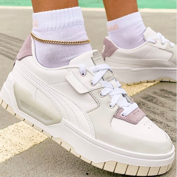 Puma Cali Dream Sneakers in white/purple, Size 9.5. - Picture 1 of 6